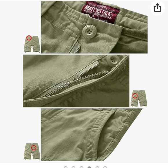 New Match Green Cargo Shorts Size 36/XXL - Picture 3 of 3